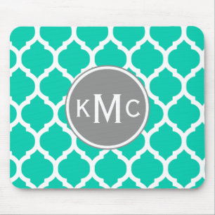 Aquamarines graues marokkanisches Gitter Mousepad