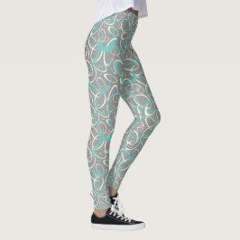 aquamarines graues Mod-Retro-Schleifen geometrisch Leggings