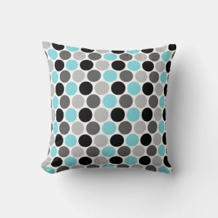 Aquamarines, graues, schwarzes Retro Kreis-Muster Kissen