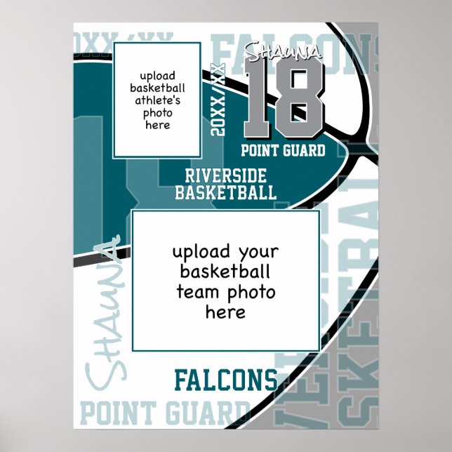 aquamarines graues Team farbig Basketball Team Fot Poster (Vorne)