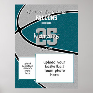 aquamarines graues Team farbig Basketball Team Fot Poster