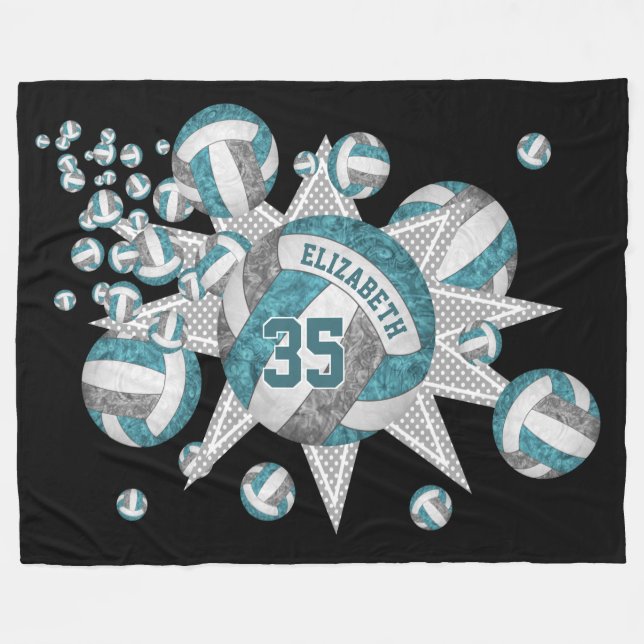 aquamarines graues Volleyballspielzimmer Fleecedecke (Vorderseite (Horizontal))
