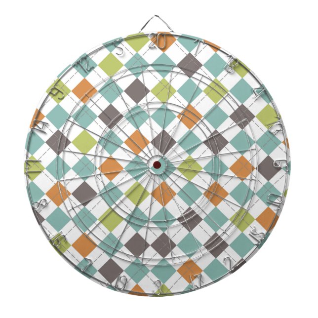 Aquamarines Green Orange Taupe Classic Raute Muste Dartscheibe (vorne)