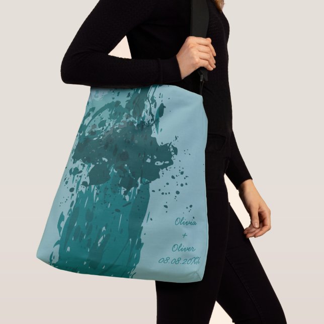 Aquamarines Green Paint Spritzer Party Geschenk Tasche (Von Nahem)