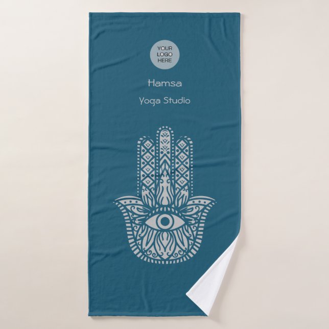 Aquamarines Green Yoga Studio Hamsa individuell an Badehandtuch (Badehandtuch)