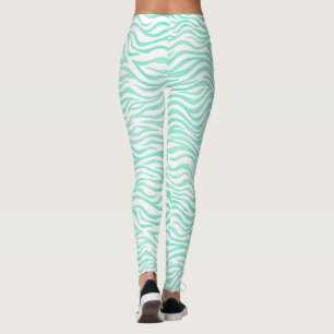 Aquamarines Green Zebra Muster Leggings