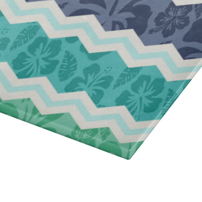 Aquamarines Grün, Aqua und Tropenblau Zickzack Schneidebrett (Ecke)