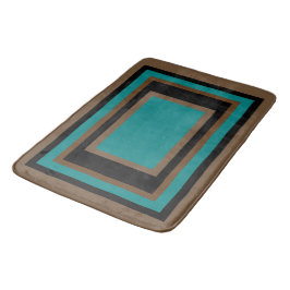 Aquamarines grün-braunes geometrisches Blockmuster Badematte