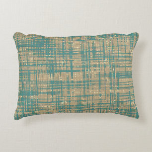 Aquamarines, grünbraunes Beige Tan Stripe Muster Dekokissen