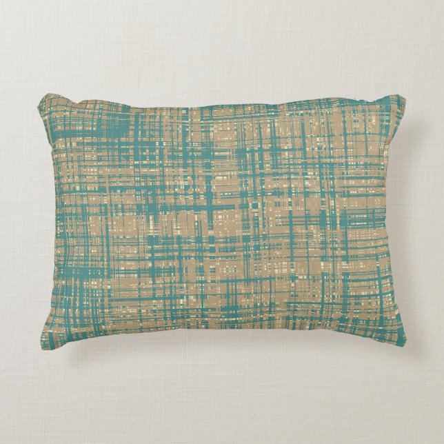 Aquamarines, grünbraunes Beige Tan Stripe Muster Dekokissen (Vorderseite)