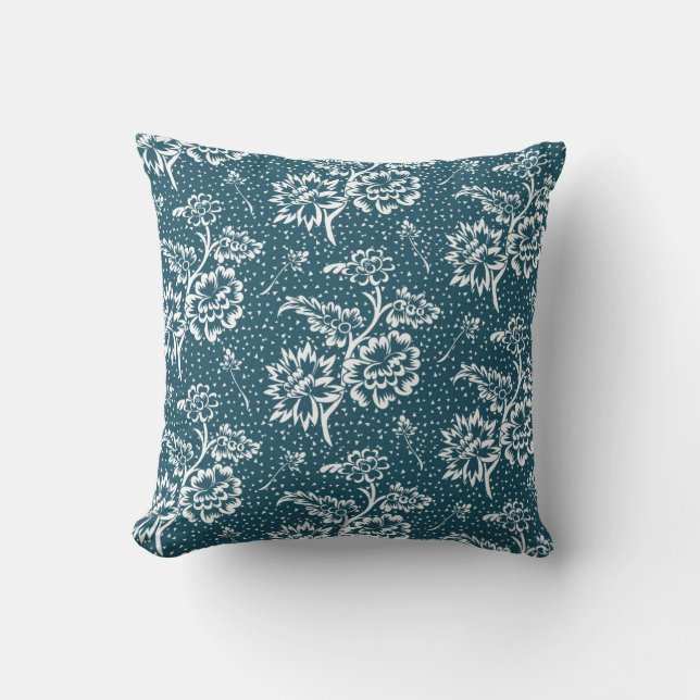 Aquamarines grünes Floral Chintz Elegant Throw Kis Kissen (Vorderseite)
