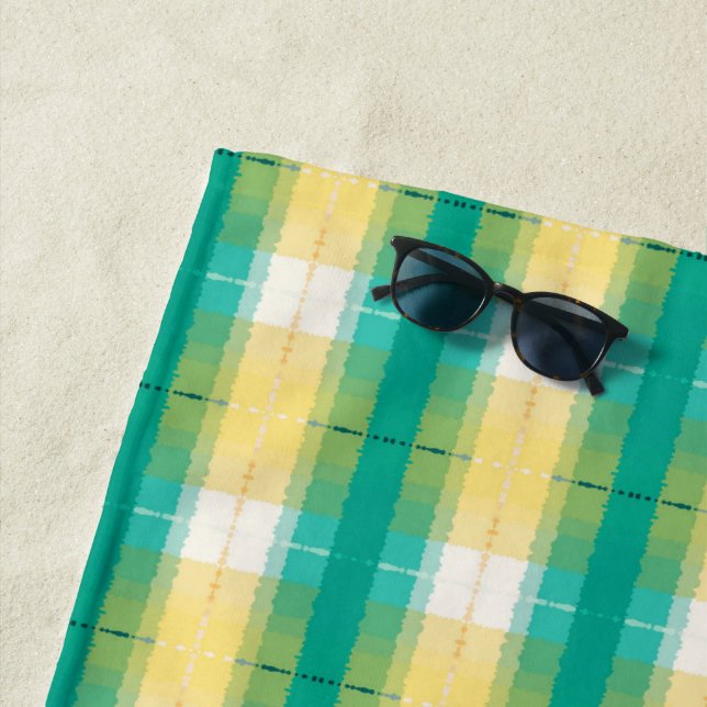 Aquamarines, grünes, gelb gestrichenes Muster Strandtuch (Beispiel)