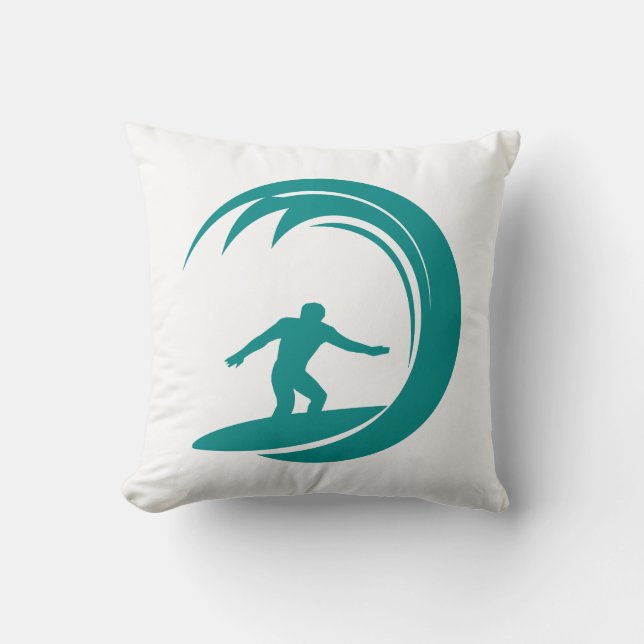 Aquamarines grünes Surfen Kissen (Vorderseite)