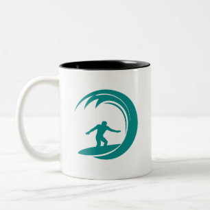 Aquamarines grünes Surfen Zweifarbige Tasse