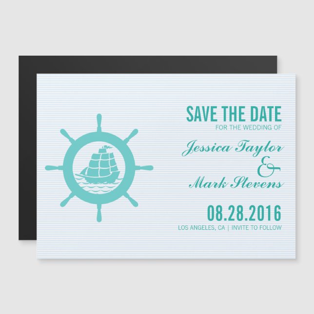 Aquamarines grünes Wassermotorrad Save the Date Magneteinladung (Vorne/Hinten)