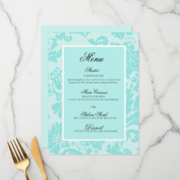 Aquamarines Hochzeitsmenü Menükarte