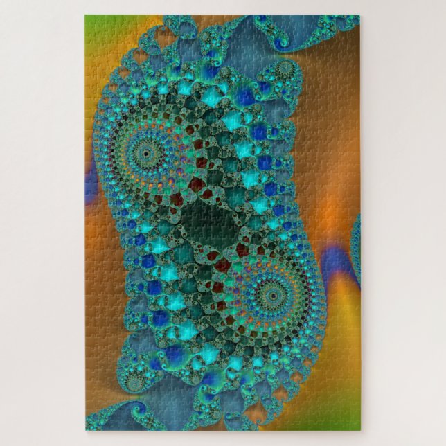 Aquamarines holografisches Fraktal Abstrakt Art (Vertikal)