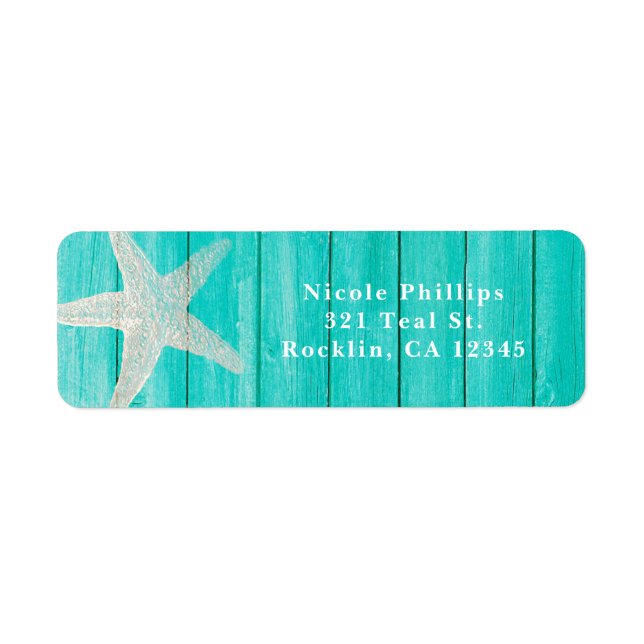 Aquamarines Holz & Starfish Strand Elegante Einlad (Vorne)