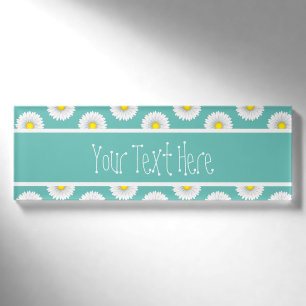 Aquamarines Hübsches kleines Daisy Rectangle indiv Namenschild