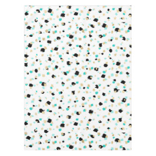 Aquamarines, Imitat-Gold u. schwarze gesprenkelte Tischdecke