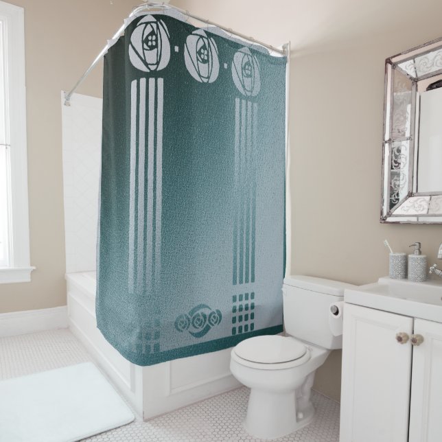 Aquamarines Jugendstil, Ronnie C Mackintosh, Desig Duschvorhang (Beispiel)