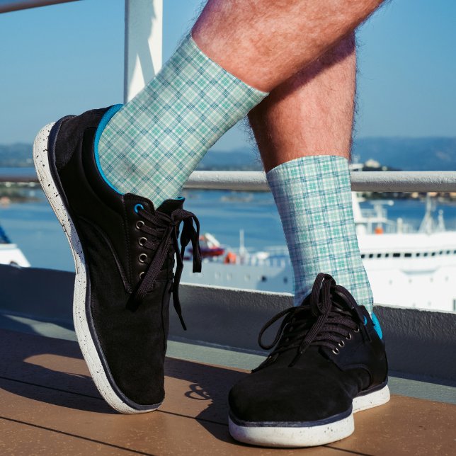 Aquamarines, Kariertes Muster Tartan Pulver Blau Socken (Von Creator hochgeladen)