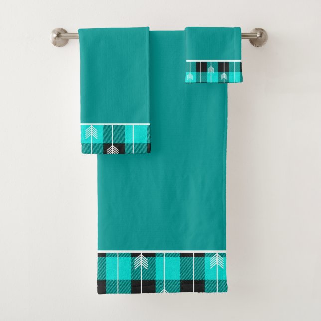 Aquamarines kariertes Set und Pfeilbadewanne (Insitu)