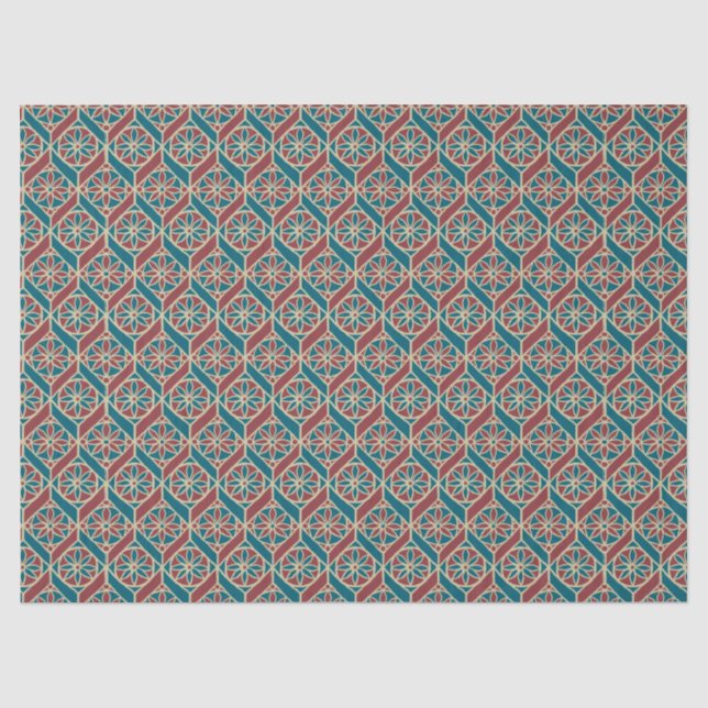 Aquamarines, kastanienbraunes, beige ethnisches seidenpapier (Vorderseite)