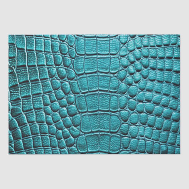 Aquamarines Krokodil-Alligator-Skin-Imitate Lederd Seidenpapier (Vorderseite)
