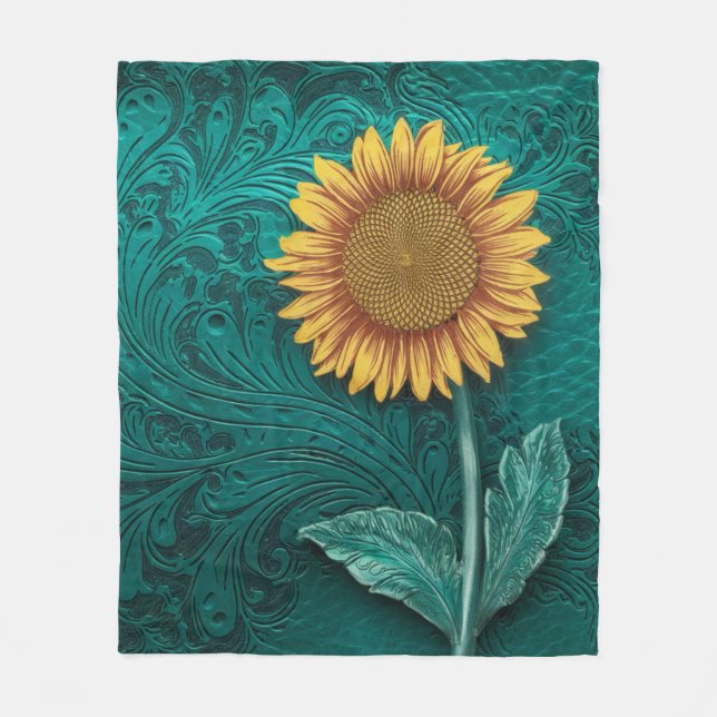 Aquamarines Leder Fleecedecke (Vorderseite)
