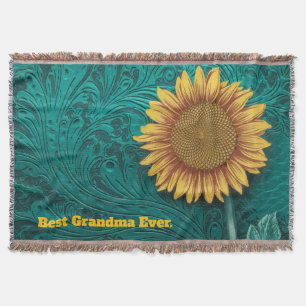 Aquamarines Leder Gelbe Sonnenblume Decke