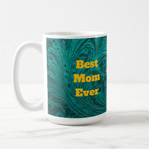 Aquamarines Leder Gelbe Sonnenblume Die beste Mama Kaffeetasse