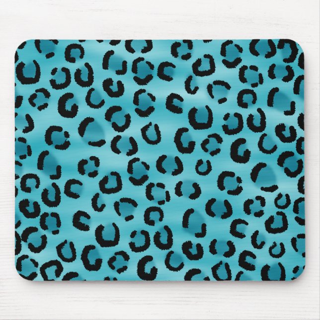 Aquamarines Leopard-Druck-Muster Mousepad (Vorne)