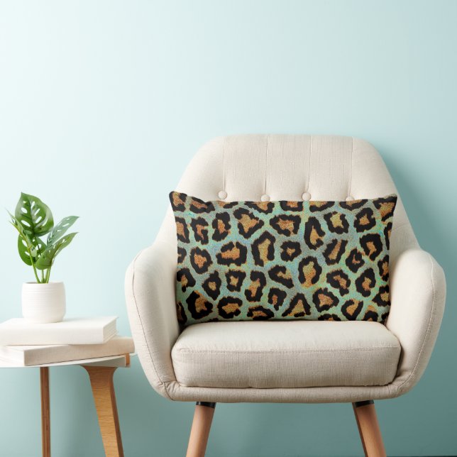 Aquamarines leopard schicke tierisches Kissen (Stuhl )