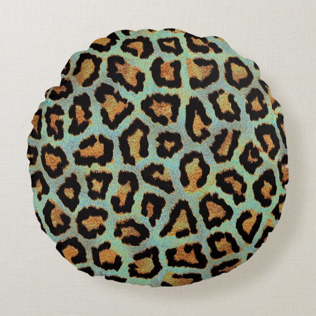 Aquamarines leopard schicke tierisches Kissen (Vorderseite)