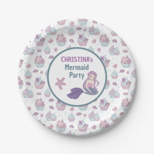 Aquamarines Lila Mermaid Birthday Party Pappteller