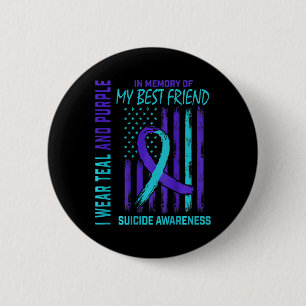 Aquamarines Lila Selbstmordbewusstsein Flag Beste Button