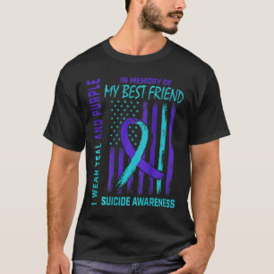 Aquamarines Lila Selbstmordbewusstsein Flag Beste  T-Shirt