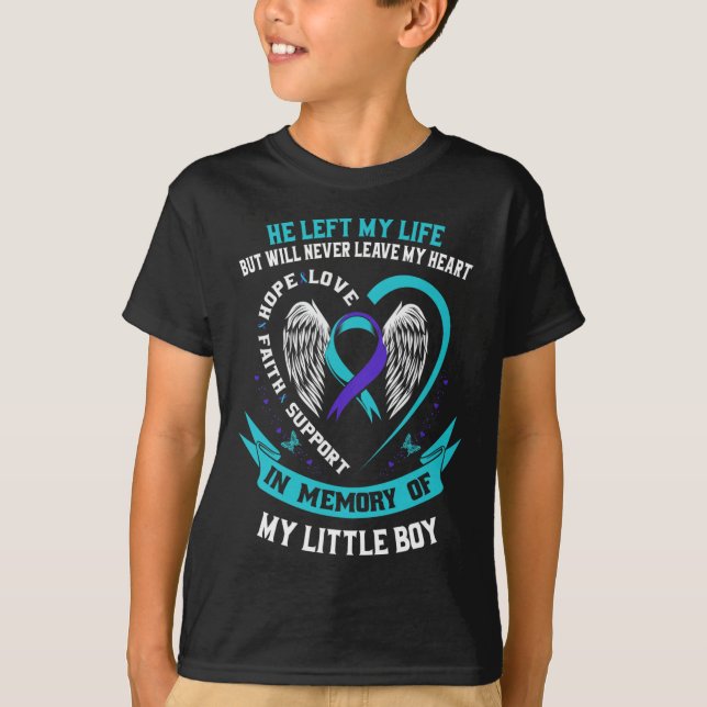 Aquamarines Lila Selbstmordbewusstsein Little Boy  T-Shirt (Vorderseite)