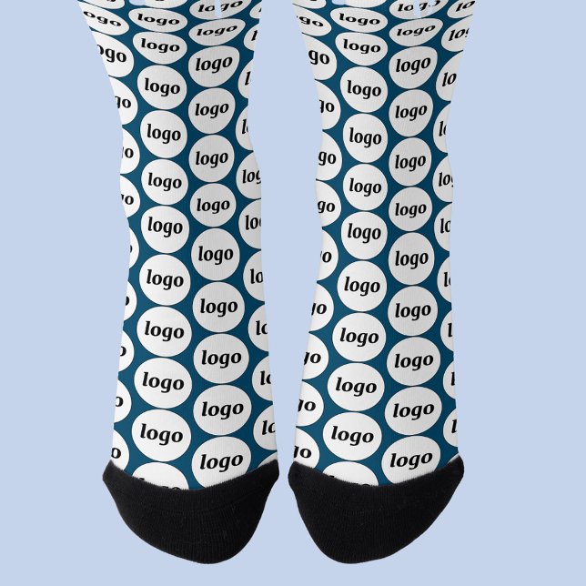 Aquamarines Logo-Geschäftsmodell Socken (Simple logo pattern business branding promotional socks)