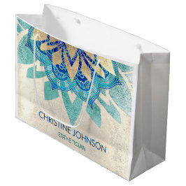 aquamarines Lotus-Logo Große Geschenktüte