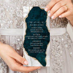 Aquamarines Marmor-, White & Gold-Agate-Hochzeitme Werbekarte