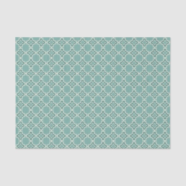 Aquamarines marokkanisches Gitter-Muster Seidenpapier (Vorderseite)