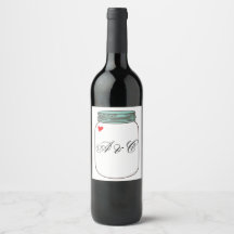 Aquamarines Mason Jars Custom Wine Label