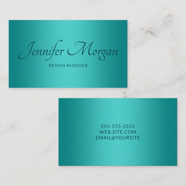 Aquamarines Medium Türkis Elegant Ombre Visitenkarte (Vorne/Hinten)