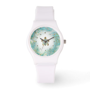 aquamarines Meeresschildkrötendesign Armbanduhr