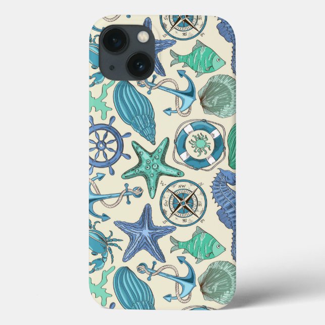 Aquamarines Meerestier-Muster Case-Mate iPhone Hülle (Rückseite)