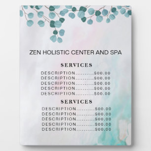 Aquamarines Menü "Eucalyptus Wellness-Center Salon Fotoplatte