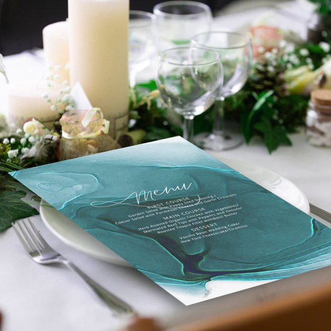 Aquamarines Menü für Hochzeiten von Tintenflüssen  (Von Creator hochgeladen)