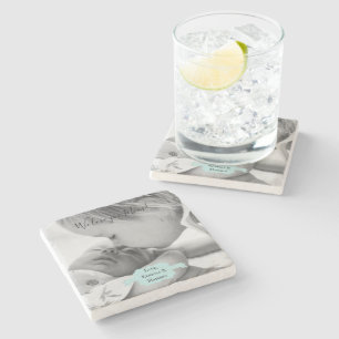 Aquamarines Minimalistisches Foto Muttertagstone U Steinuntersetzer